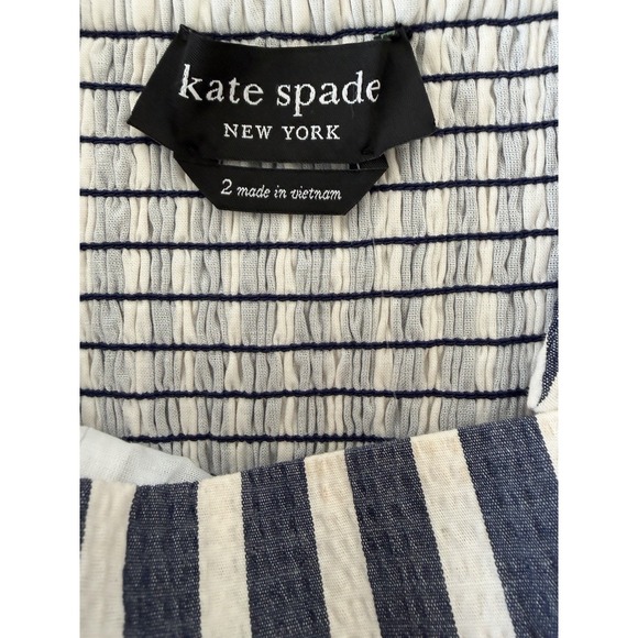 Kate Spade Seersucker Stripe Dress Blue White Sleeveless Fit & Flare Size 2 - Picture 8 of 9